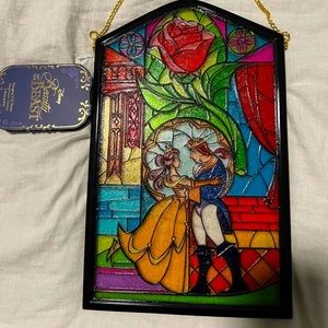 Disney Parks Beauty and the Beast Stain glass replica Window hang